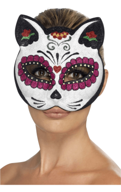 Smiffys Sugar Skull Cat Facepiece Accessory
