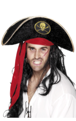 Smiffys Pirate Hat With Red/Gold Trim