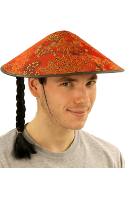 Chinese Coolie Hat & Plait