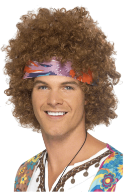 Smiffys Brown Hippy Afro With Headscarf