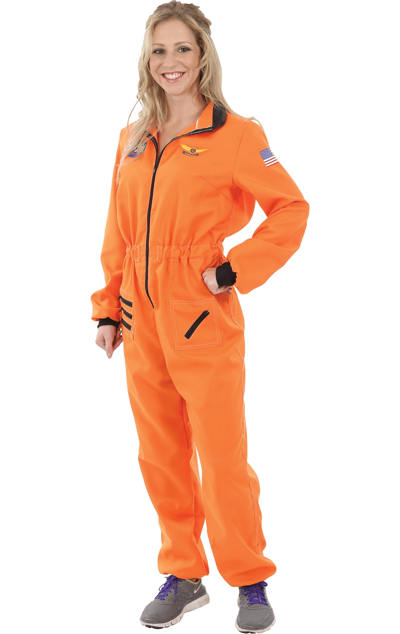 Womens Orange Astronaut Costume 1 Womens Orange Astronaut Costume