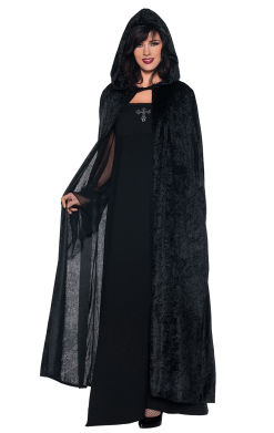 Full Length Black Hooded Cloak