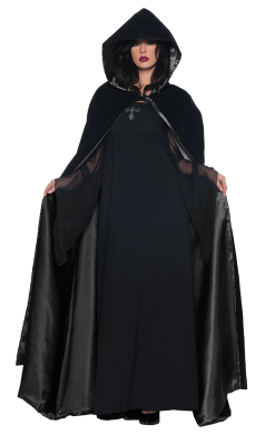 Womens Black Velvet And Satin Cape