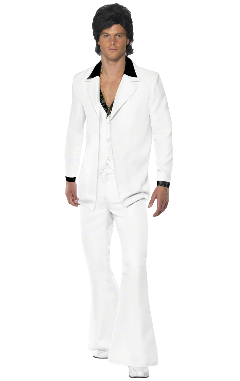 Smiffys 1970s White Suit Costume 1 Smiffys 1970s White Suit Costume