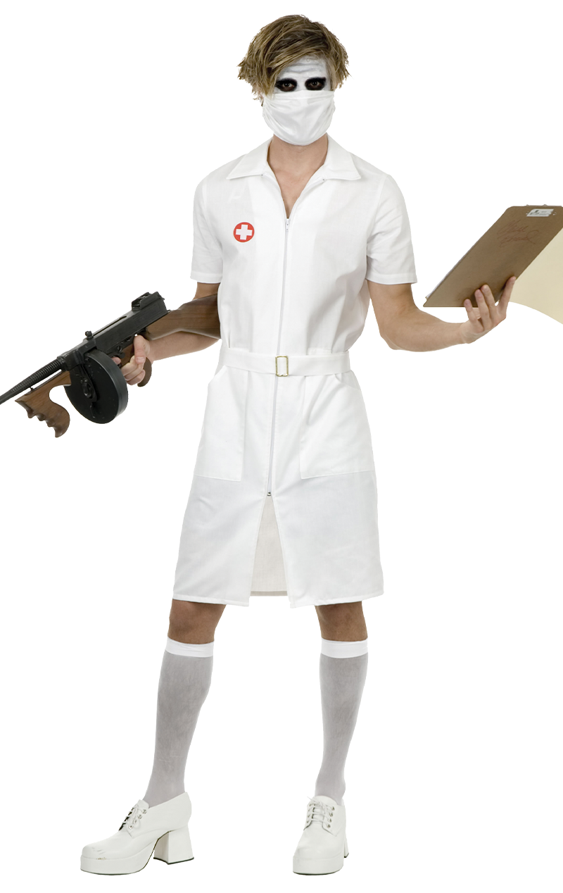 Mens Twisted Nurse Joker Costume 1 Mens Twisted Nurse Joker Costume