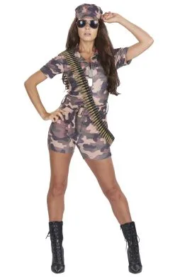 Womens Army Girl Costume -Fancy Dress Shop 00095424a03