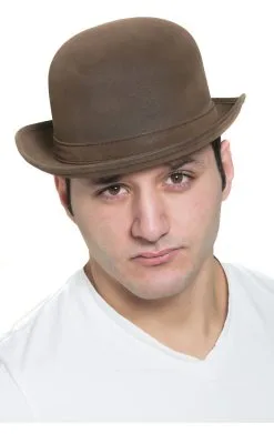Mens Brown Bowler Hat