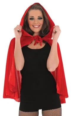 Short Red Hooded Cape