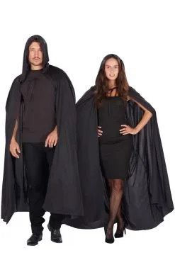 GENERIC Unisex Black Hooded Cape